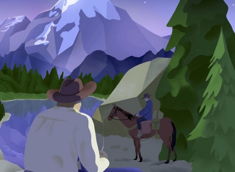 Illustrazione di Rebekka Dunlap per 'Brokeback Mountain' di Annie Proulx sul The New Yorker